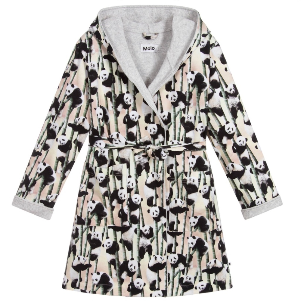 Molo Pink & Black Cotton Bathrobe 3-4y